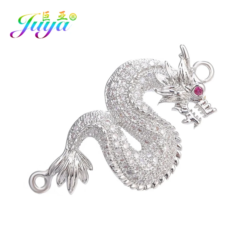 Juya Handmade Talisman Jewelry Making Fittings Gold/Rose Gold Decorative Dragon Connector Charms Accessories Supplies