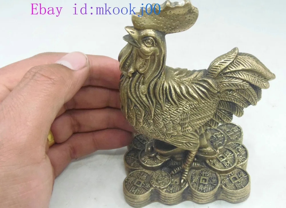 Elaobrate Chinese Antique collection Imitation ancient brass Big cock ornament Statue