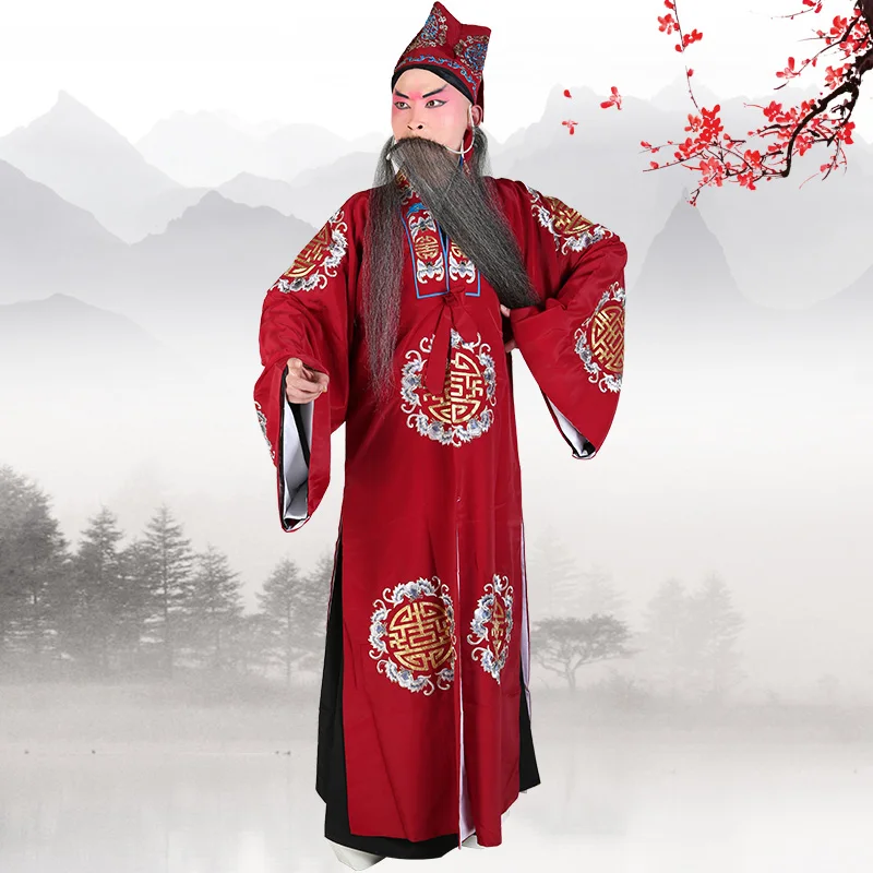 Chinese Operas Robe + Pants + Hat ministry councillor Costume Traditional Peking Yu Yue operas stage costumes landlord clothing