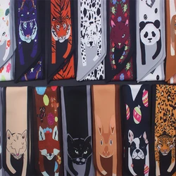 2018 New Design  Animal panda tiger dog  rabbit Silk Scarf Women Brand Scarf Handle Bag Ribbons headband Handle Bag wholesale