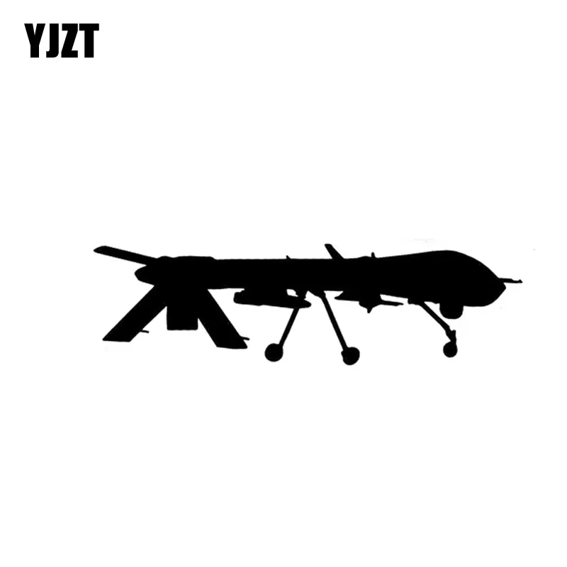 YJZT 13.4CM*3.9CM UAV Drone Predator Vinyl Decal Personality Car Sticker Black/Silver C3-0153