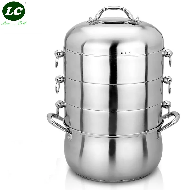 

Cook Steamer Pot Cooking Tool 18 Litre Stainless Steel Steaming pot 28cm 4layers Energy-save Kitchen Casserole Cookware