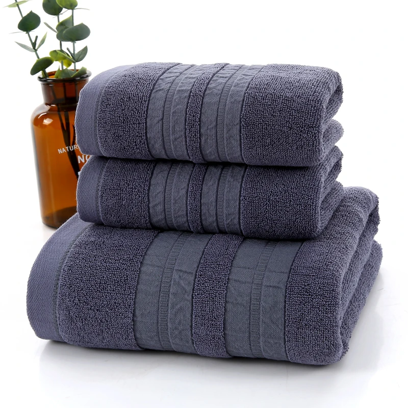 

Drop Shipping 3pcs/set Towels set Cotton Bath Towels For Adults Absorbent Terry Luxury Hand Bath Beach Face Adult men women