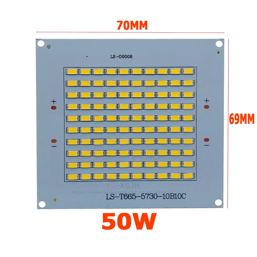 10pcs LED SMD 5730 Floodlight pcb plate 50W 110*99 5000-5500lm aluminum heat sink with Source for Indoor and outdoor commercial