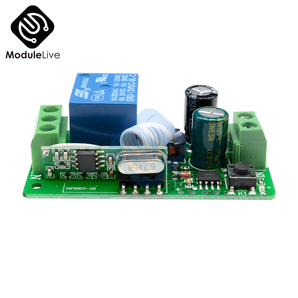 315MHZ 433MHz DC 12V 220V 10A 1CH 1 Way Ch Channel Wireless RF Remote Control Board Transmitter Receiver Relay Switch Module