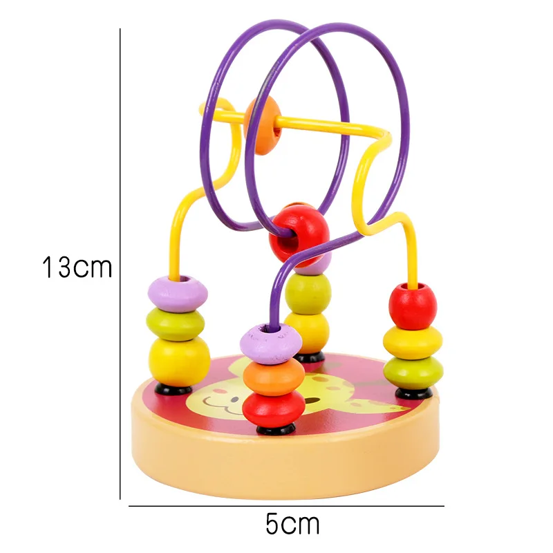 몬테소리 교육용 나무 소재 조기 학습 장난감 어린이용, 수학 계산 서클 구슬 와이어 미로 롤러 코스터