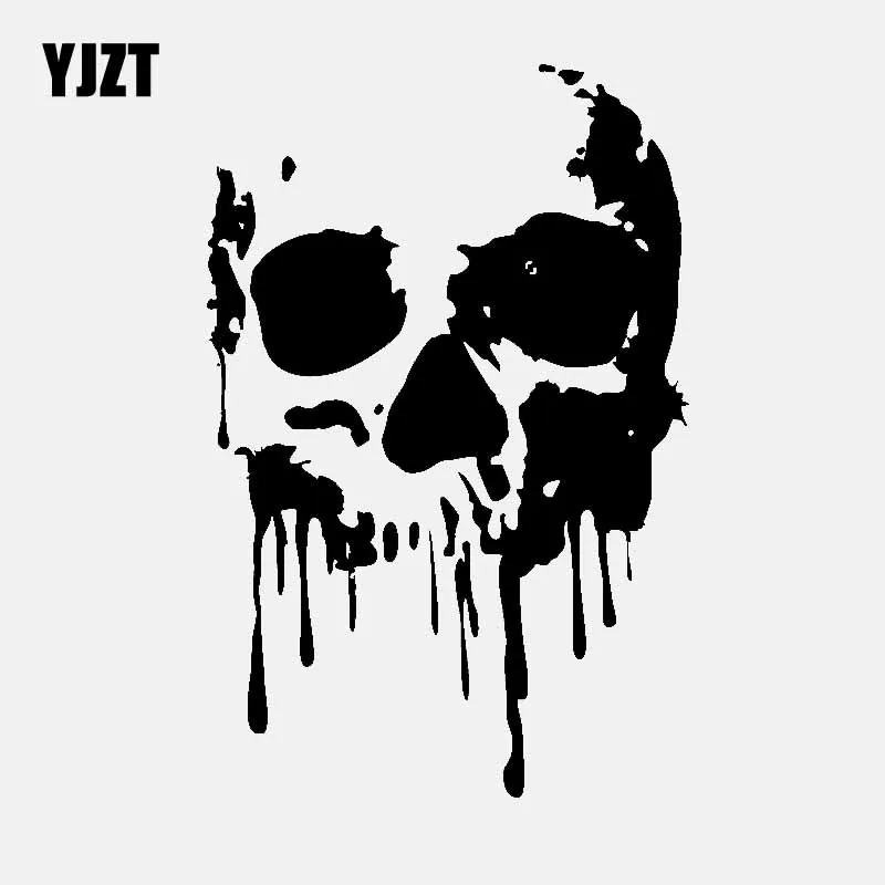 YJZT 10.9CM*16.5CM Bloody Drip Skull Vinyl Decal Car Sticker Black/Silver C3-2002