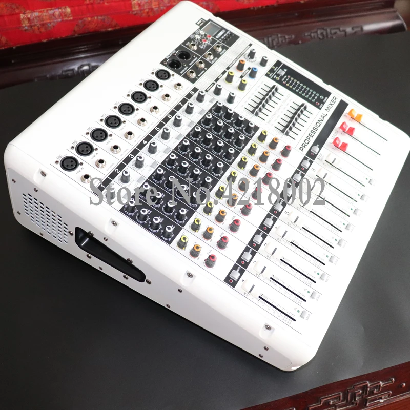 High Power 8 Channel Bluetooth Amplifier Microphone Mixer Karaoke Performance Conference USB MP3 Microphone Mic Mixer System