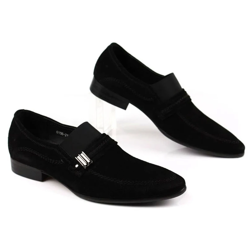 Men's business casual shoes pointed toe  England matte leather men's shoes Slip-on formal shoes