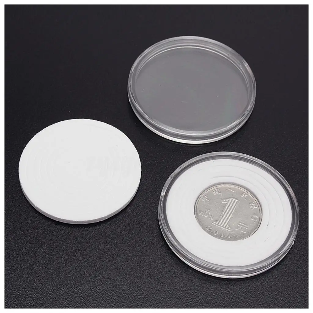 60 Pcs 46mm Coin Cases Capsules Holder Applied Clear Plastic Round Storage Box