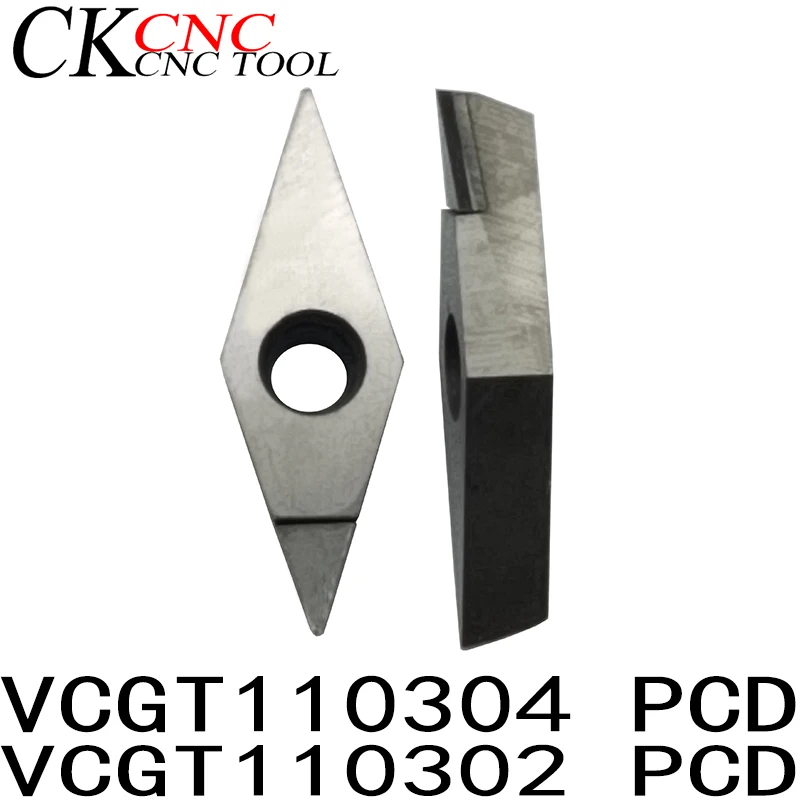 2pcs VCGT110302 PCD VCGT110304 PCD Diamante inserti in Metallo Duro Inserto di Fresatura CNC inserto dimond lama di taglio in metallo duro utensili di tornitura