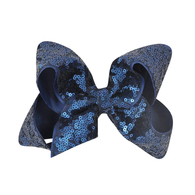 Cinta de grogrén con lentejuelas brillantes para niña, 6 pulgadas, lazos para el pelo con Clips, horquillas de Boutique, tocado para niña,