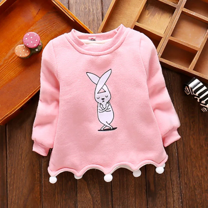 6 Months~3.5 Years Baby Girls Toddler Irregular Cartoon Spring Fleece Pullovers Outerwear Sweatshirt Children Outfits Clothing