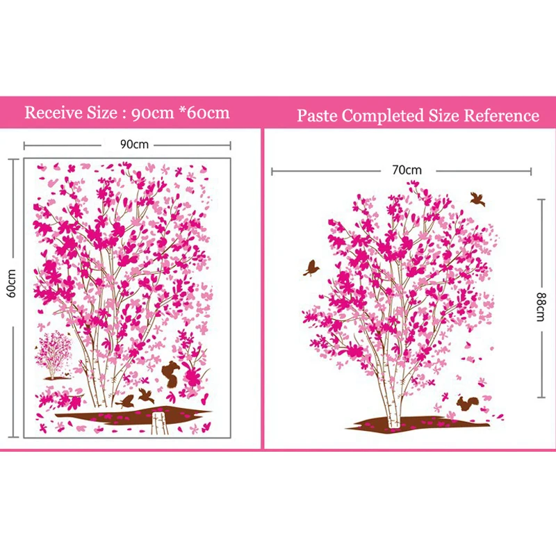 Romantic Pink Dream tree Wall Sticker Removable bedroom living room background Art Decals Home Decoration mural stickers