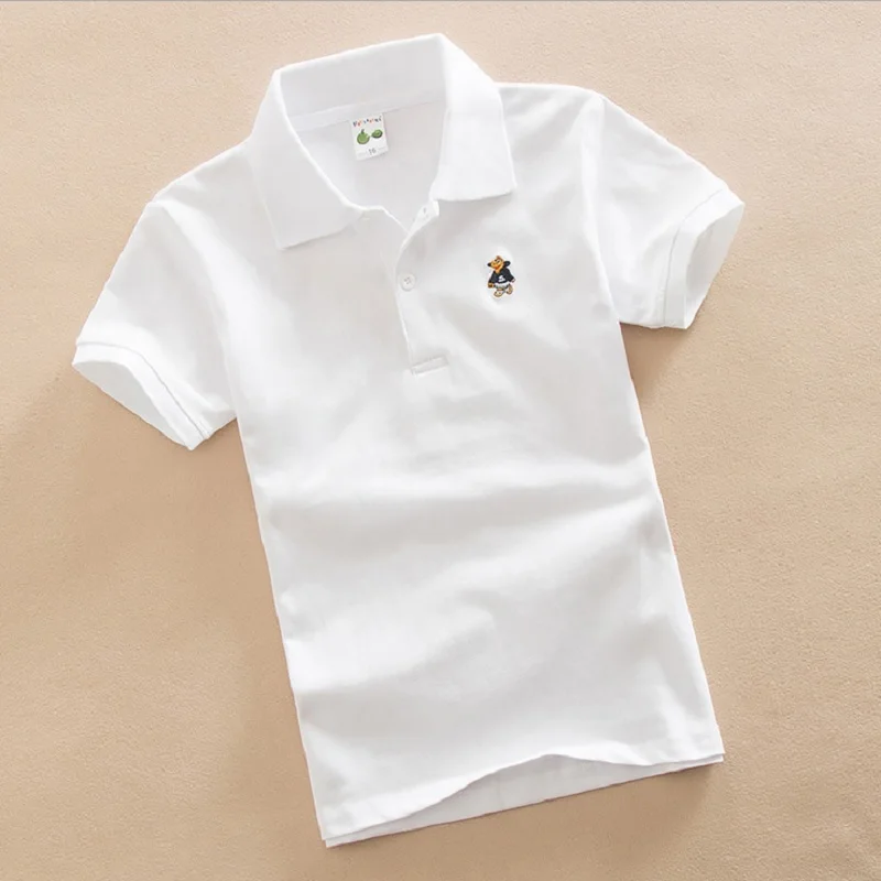 Brand Boys Shirts 3-15 Year Pure Solid Candy Baby Boy Tops Children Tees Shirts Outfits Kids Jersey Cotton Golf Shirt