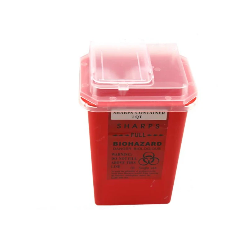 1 Pcs Tattoo Medical Plastic Sharps Container Biohazard Needle Disposal 1L Size Waste Box For Tattooing Artists