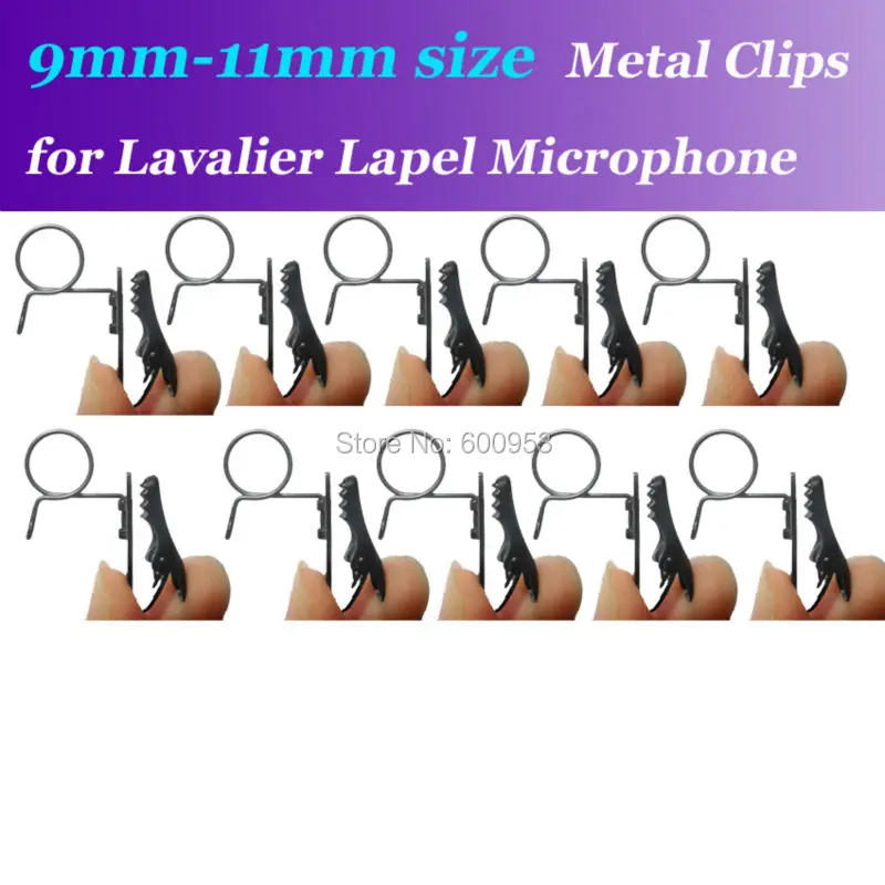 10pcs 9mm-11mm Spare Replaceable Size Metal Clips Mic Clip for Audio Technica etc. Lavalier Lapel Microphones