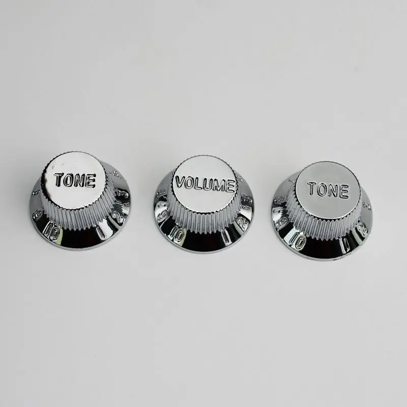 1 Set Chrome Perak Gitar Listrik Bass Nada dan Volume Kontrol Elektronik Knobs Cap 6 Mm Diameter Bagian Dalam