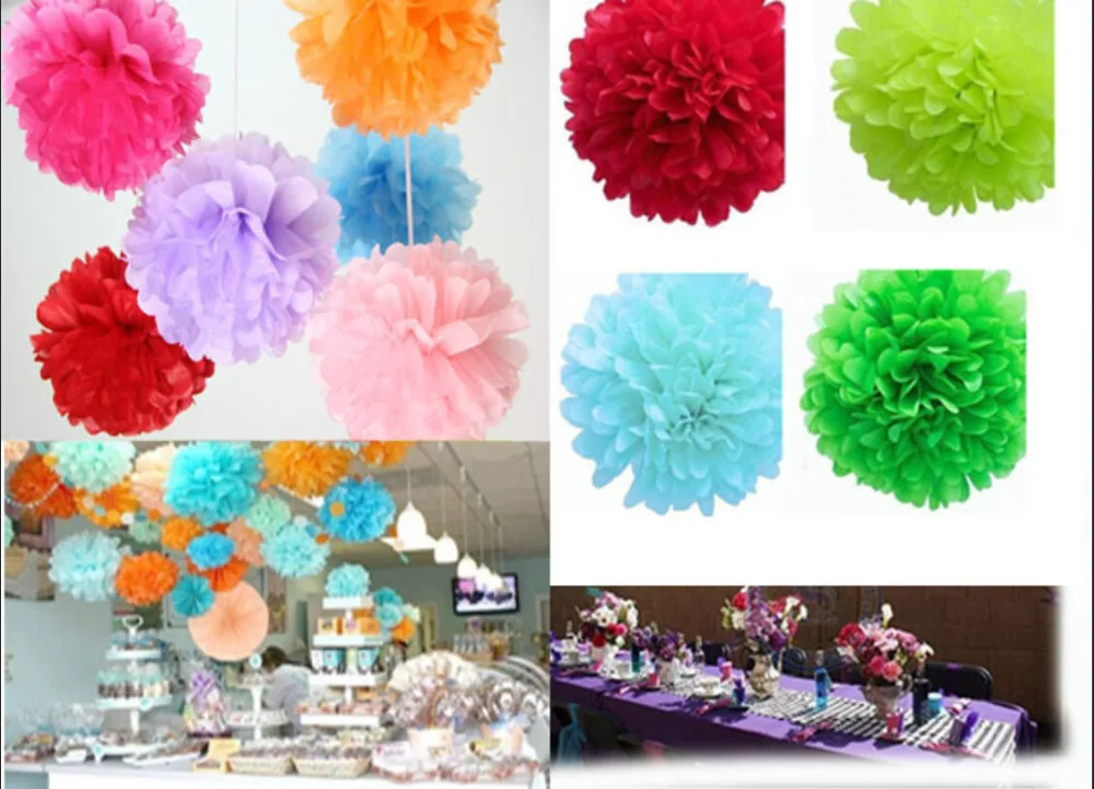 

29 Colors avaiable!! Tissue paper flowers rose ball wedding decoration 10inch (25cm) 120pieces/lot hand made paper pom pom