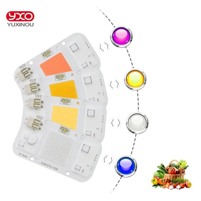 AC COB LED Grow Light Chip Hydroponice AC 220V 20W 30W 50W Full Spectrum 370nm-780nm For Indoor Grow Lighting