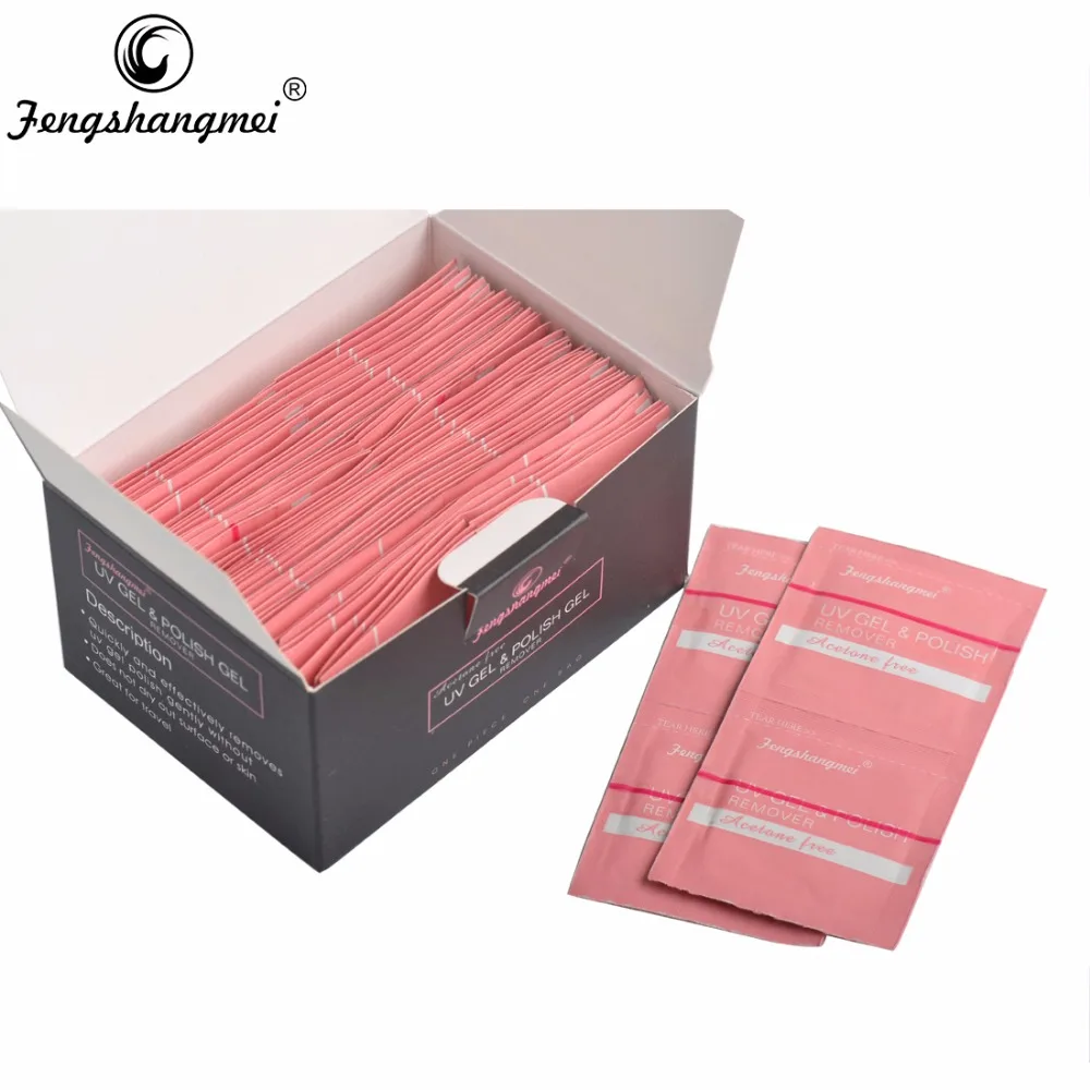 100pcs Acetone Free Nail Gel Polish Remover Wraps Fengshangmei Nail Gel Tools