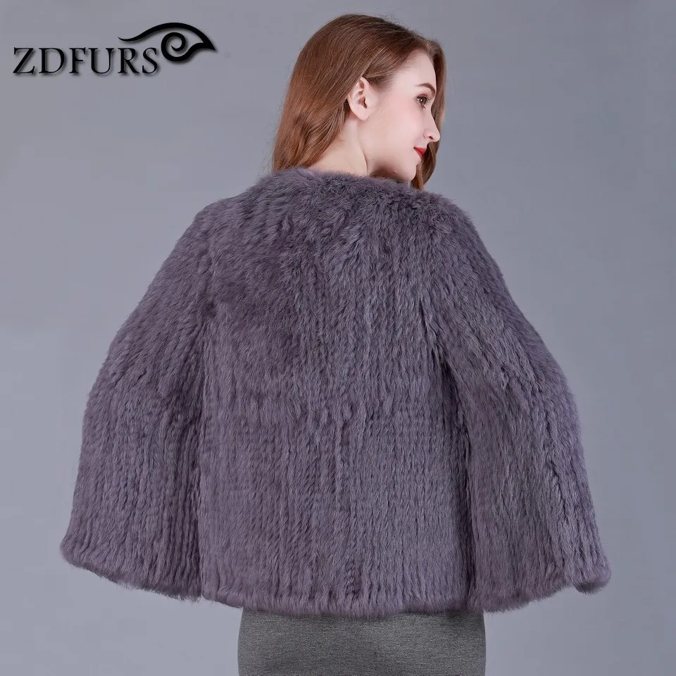 ZDFURS * نمط جديد يدوية محبوك الأرنب الفراء قصيرة الرأس مع فتحات الذراع العمودي الأرنب الفراء سترة معطف الفرو ملابس خارجية