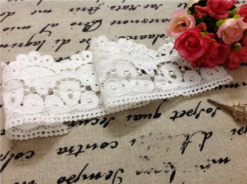 

5 yard/lot width 7cm 2.76" white high quality cotton lace trim ribbon for dress diy fabric material 10218454K277