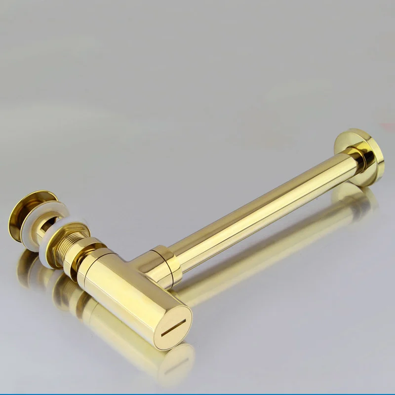 AODEYI Brass Golden Bottle Tap  Basin Waste Drain, Basin Mixer P-Trap Waste Pipe With Pop-Up Drain For Bathroom Tool