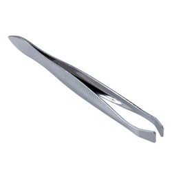 Silver Tone Slanted Flat Tip Metal Hair Eyebrow Tweezer Cosmetic Tool for Lady