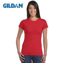 Gildan High Quality 22 Color S-XL Plain T Shirt Women 100% Cotton Elastic Basic T-shirts Female Casual Tops Short Sleeve T-shirt