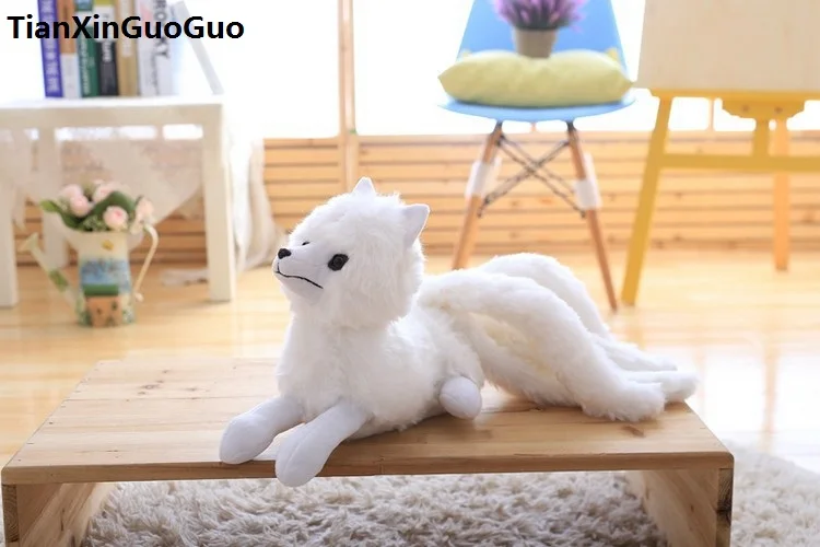 

about 50cm cartoon fox plush toy white cartoon fox with nine tails, soft doll throw pillow birthday gift s0744