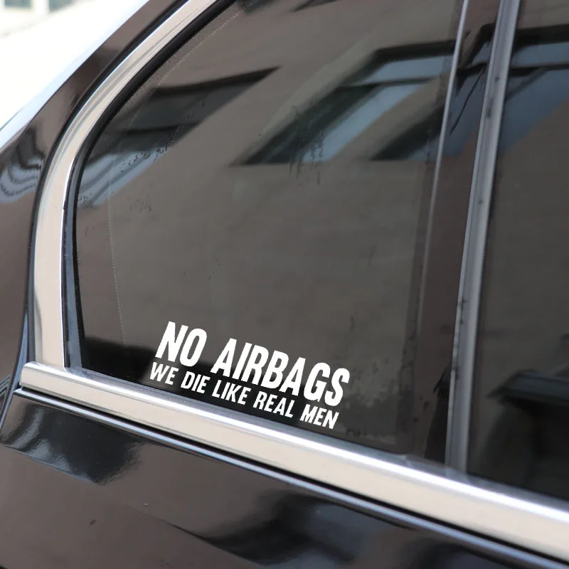YJZT 16CM*5CM NO AIRBAGS WE DIE LIKE REAL MEN Car Stickers Decal Funny Car Vinyl Black/Silver image 3