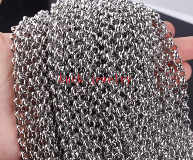 

Lot 8meter in bulk 2.5mm/3mm/4mm/6mm Rolo Chain Stainless Steel Jewelry Finding Chain DIY Marking