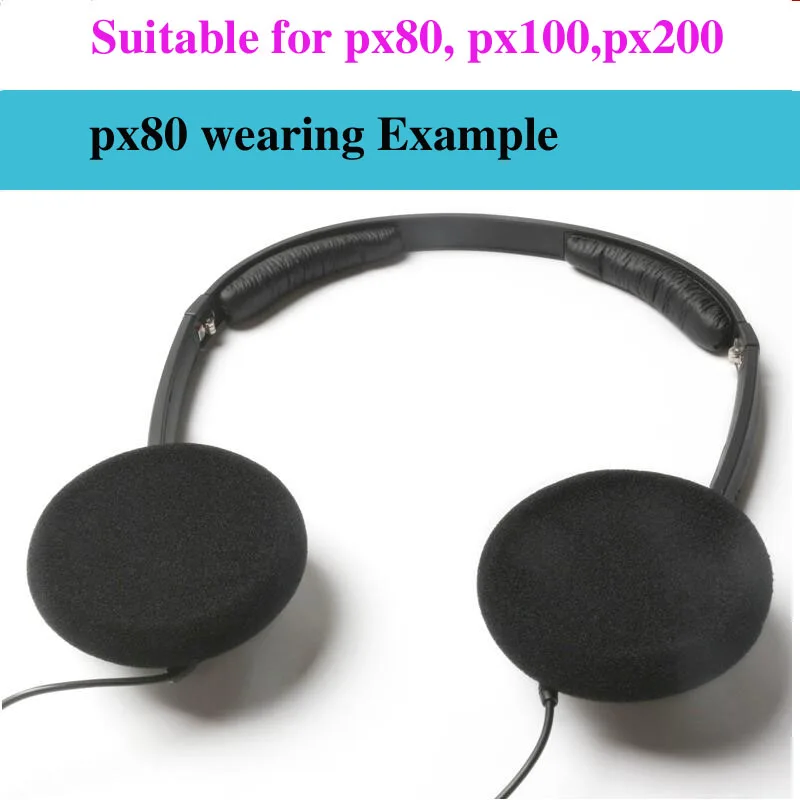 2 Stuks Soft Hoofdtelefoon Rits Hoofd Bam Spons Pads Voor Sennheiser PX100 PX200 PX80 Hoofddeksels Foam Headset Reparatie Vervanging Black