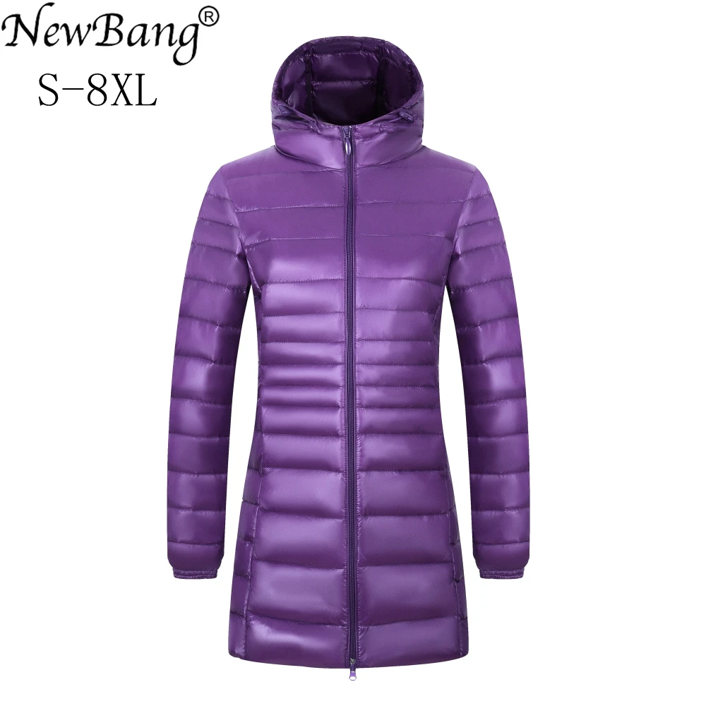 NewBang Brand 6XL 7XL 8XL Plus Size Down Coat Female Long Winter Ultra Light Down Jacket Women Hooded Feather Jacket Warm Coat