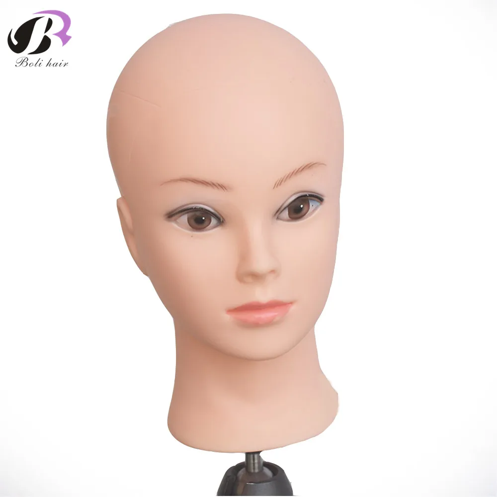 Bolihair Lembut PVC Wanita Wig Berdiri Pelatihan Kepala Manekin untuk Makeup Praktek Botak Manikin Kepala untuk Wig Membuat