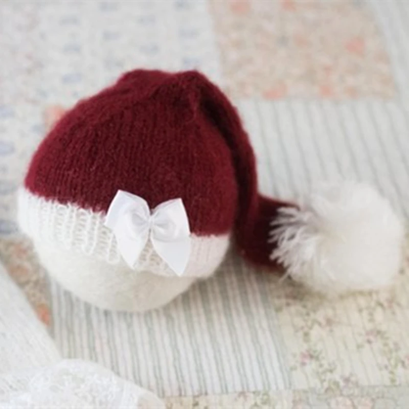 Mohair Santa Cap READY TO SHIP newborn Christmas holiday vintage inspired photo prop knit hat