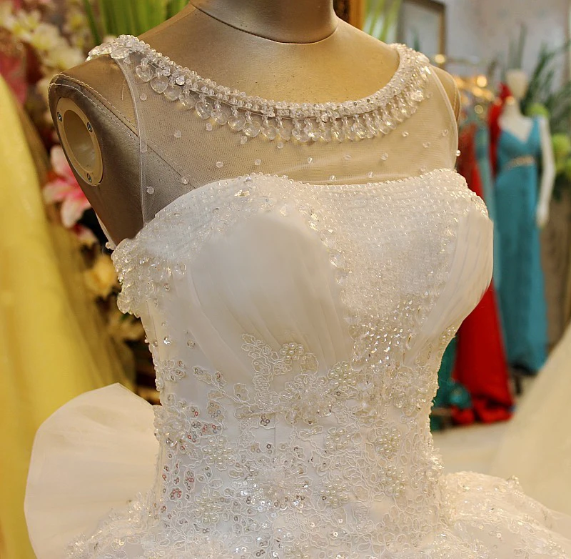 Królowa BRIDAL suknia balowa kryształ zroszony cekiny tiul koronki puszyste romantyczny suknie ślubne w stylu vintage suknia ślubna wykonane na zamówienie WD34M