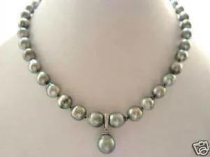 Fshipping RARE High TAHITIAN PEARL NECKLACE WITH PENDANT lady's $ Jewelry Luxury Girls Wedding Factory wholesale price