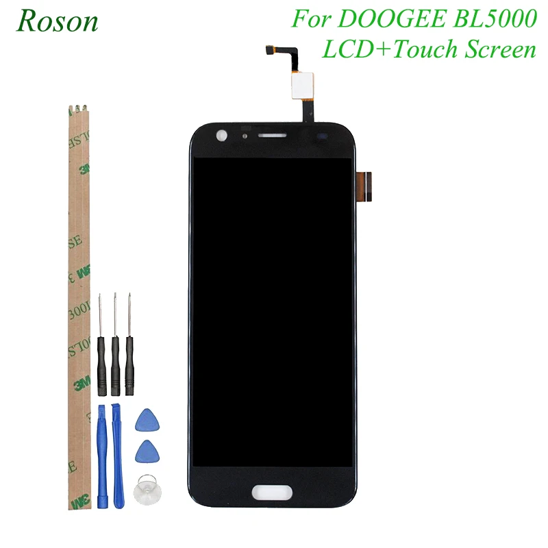 Roson for Doogee BL5000 LCD Display+Touch Screen 100% Original LCD Digitizer Glass Panel Replacement For Doogee BL5000 +tool+adh