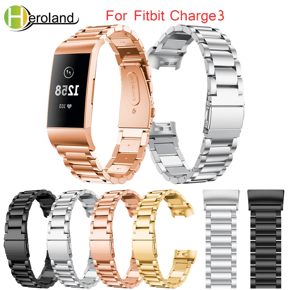 

Replacement Luxury Stainless Steel Bands for Fitbit Charge 3 Wristbands Butterfly Closure Watch Band Strap For Fitbit Charge 4