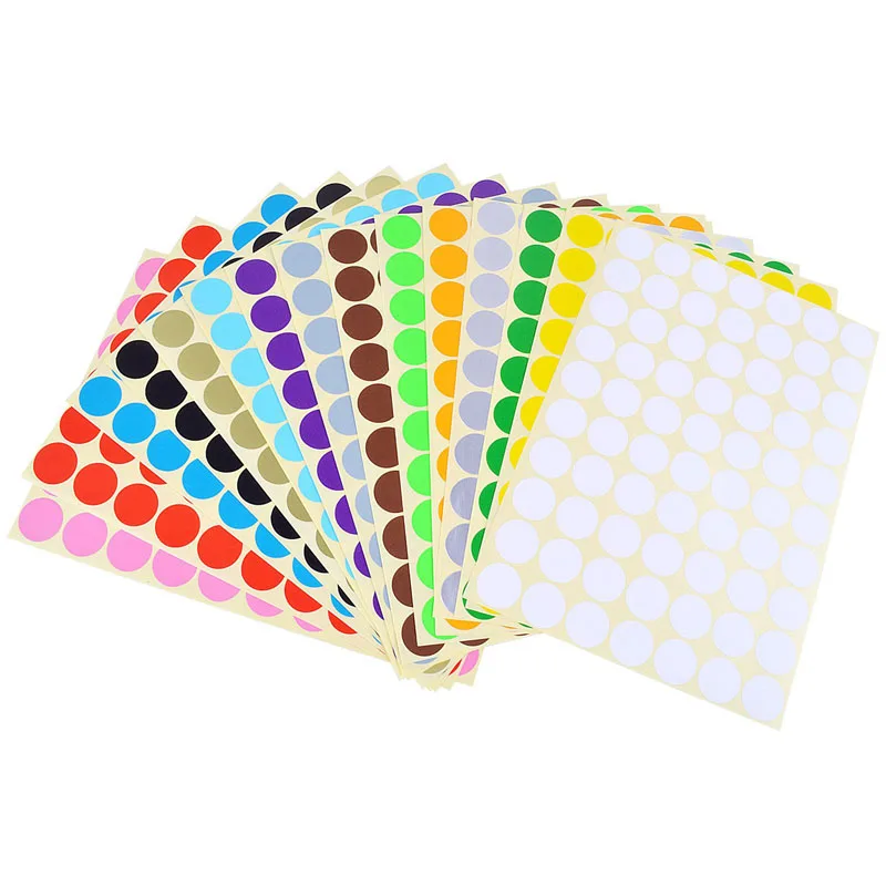 6/8/10/13/19/25mm  Colorful Empty Papers Sticker for Glass Essential Oil Bottle Cap Lid Labels Blank Round Circles Stickers