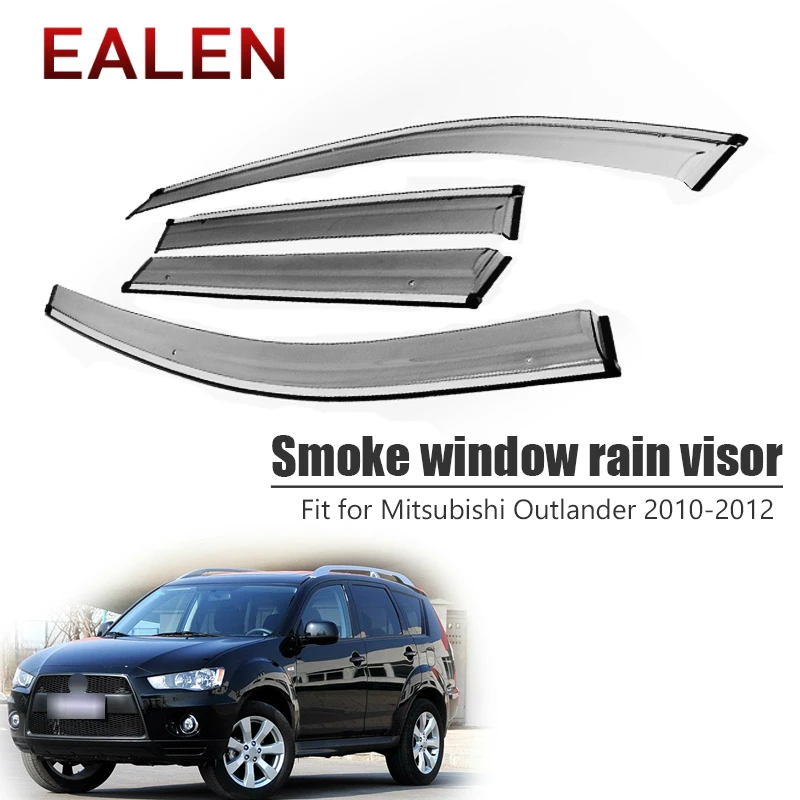 EALEN For Mitsubishi Outlander 2010 2011 2012 ABS Vent Sun Deflectors Guard Car accessories 4Pcs/1Set Smoke Window Rain Visor