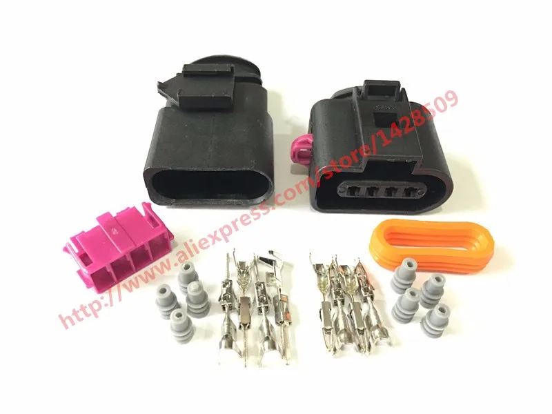 1 Set 4 Pin 1J0973804 1J0973704 Female And Male 1.5mm Auto Temp Sensor Plug Deflation Valve Plug Waterproof Connector For VW