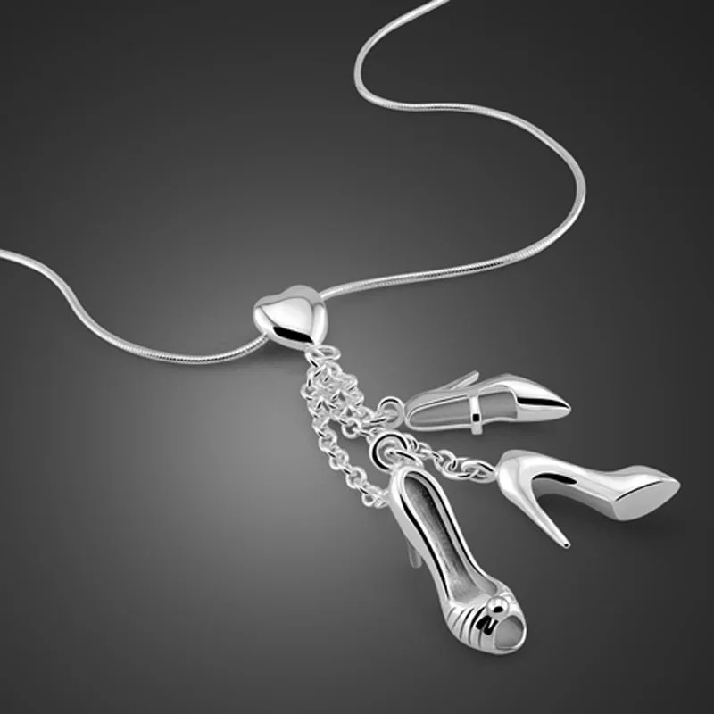 

Fashion Female High Heels Pendant Necklace Trendy 925 Sterling Silver Creative Chain For Women Snake Chain Ladies Jewelry