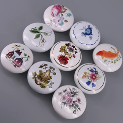 1x Printed Ceramic Knob Drawer Pull Handle Kids Bedroom Rural Style Ceramic Dresser Wardrobe Closet Knob 38mm