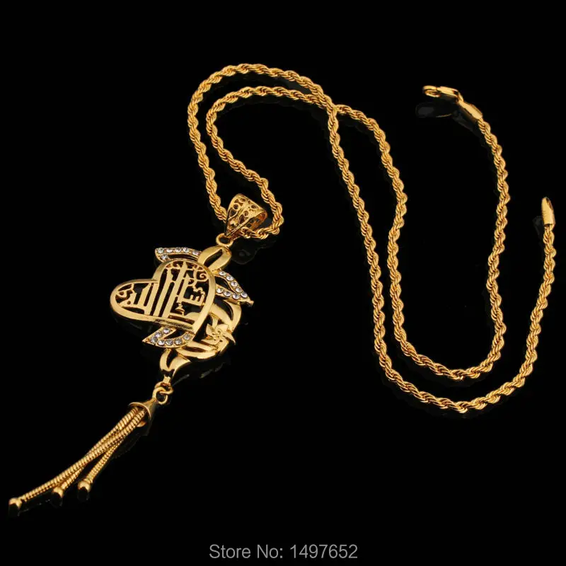 Adixyn  New arrival / Gold Color Fashion African Jewelry Pendant Necklace Vintage Allah pendant Women/Men jewelry