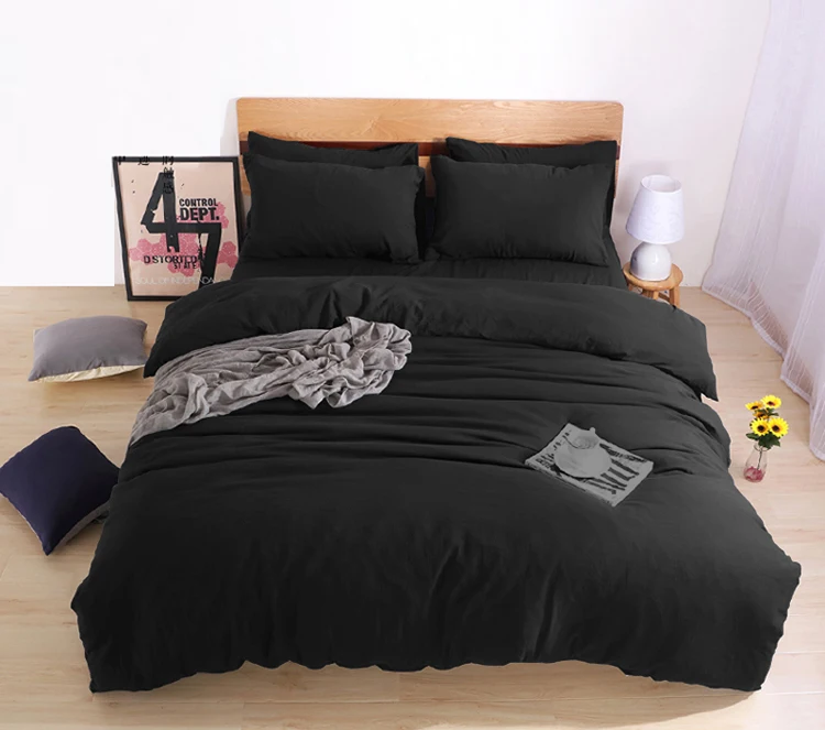 

Black Bedding Russia Euro Family Size Duvet Cover set Bedding Sets Custom Size Bedclothes Single Queen Double Super King