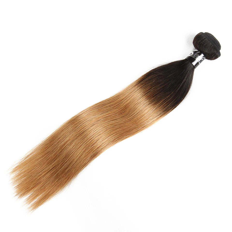 Sleek Ombre-extensiones de cabello humano brasileño liso, mechones de tejido, dos tonos Remy, 1B/30, 1B/27, 1B/99J, 1 pieza