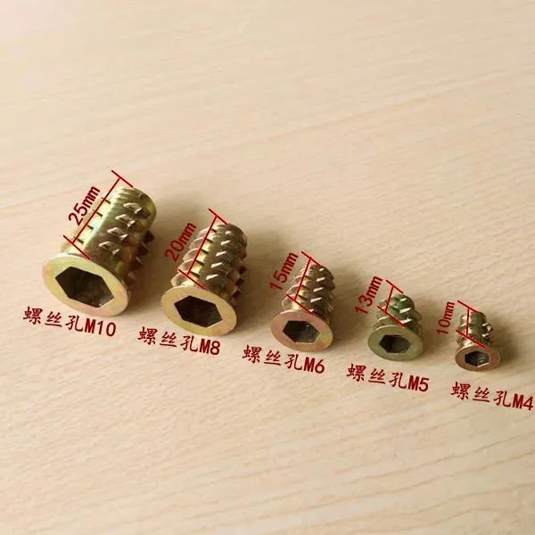 20Pcs M4 M5 M6 M8 Zinc Alloy Thread For Wood Insert Nut Flanged Hex Drive Head Furniture Nuts